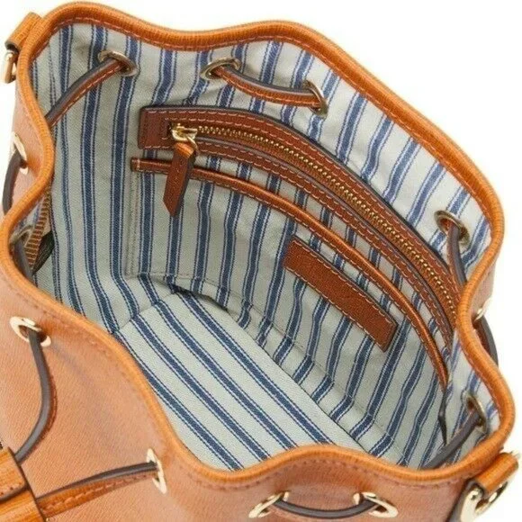 Dooney & Bourke Brown Saffiano Small Drawstring Crossbody Bag - Picture 4 of 9